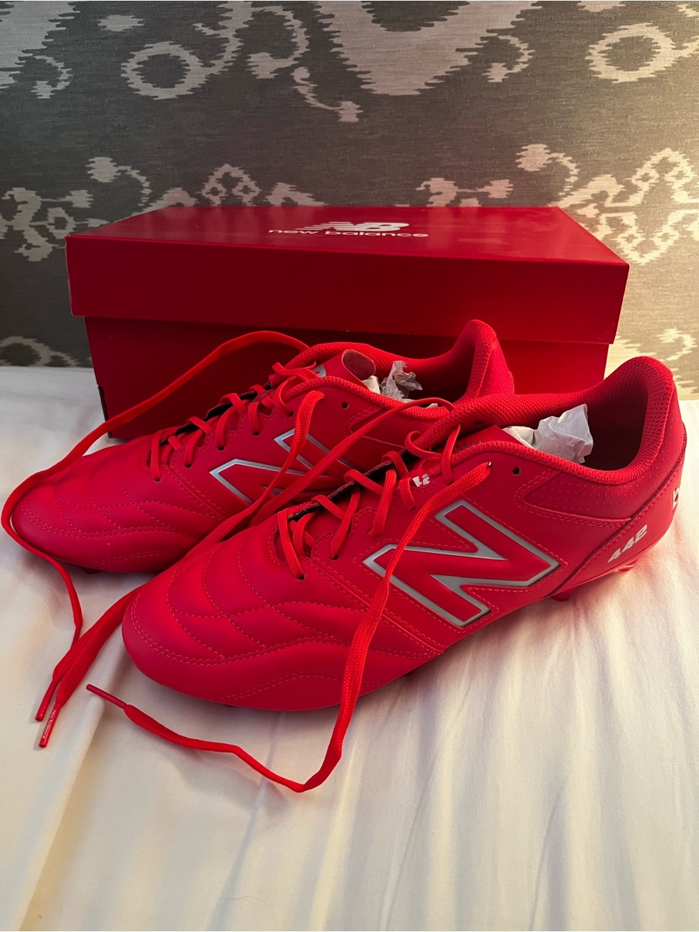 New Balance Men's Bright Red Soccer Cleats, new in box
